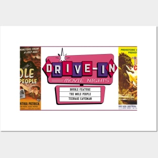 Drive-In Double Feature - Mole People & Teenage Caveman Posters and Art